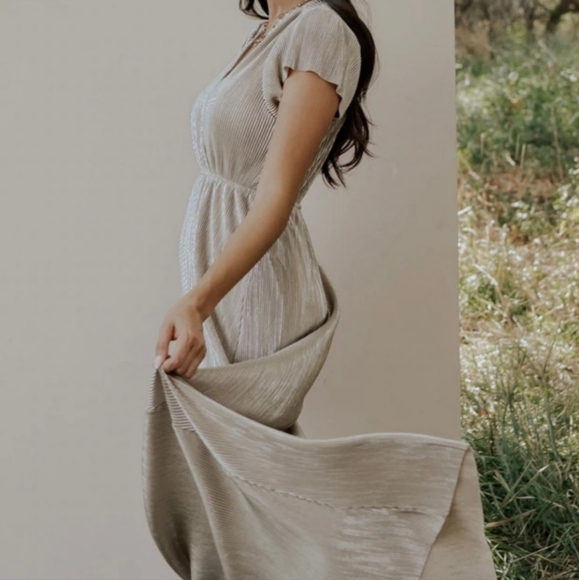 Baltic Born Dresses & Skirts - Baltic Born Silver Pleated Maxi Dress
